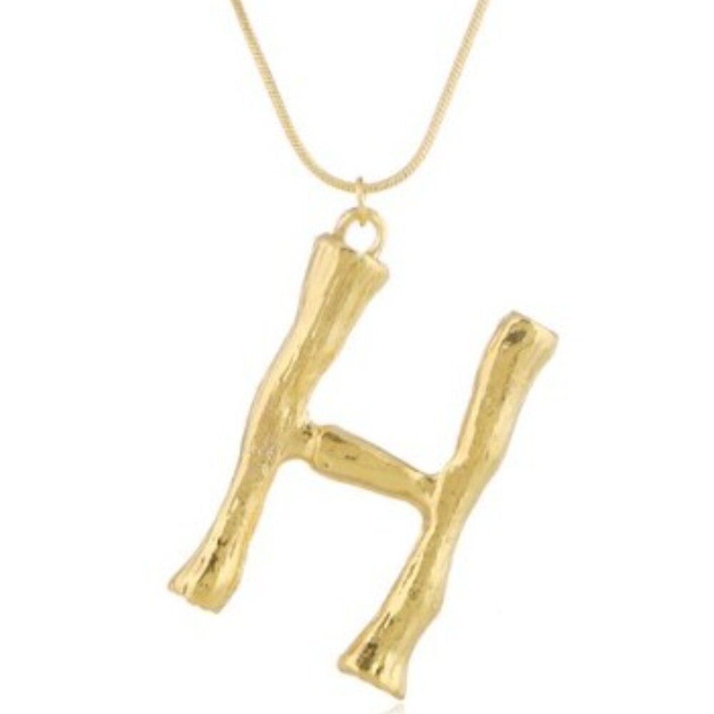 Boho-Chic Initial “H” Necklace 20 Inch, Gold Tone
